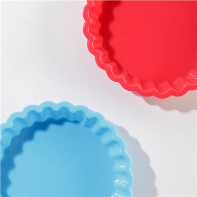 Форма для выпечки силиконовая «Рифлёный круг», 11×2,5 см, цвет МИКС