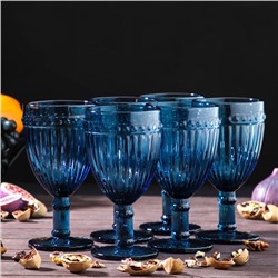 Набор бокалов стеклянных Magistro «Босфор», 250 мл, 8,5×8,5×16,5, 6 шт, цвет синий