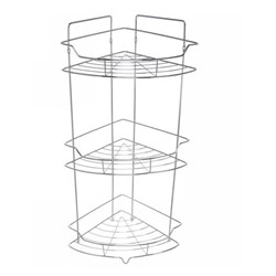 Полка металлическая для ванной 3-х ярусная угловая 21*21*57,5 см стальная Baizheng (1/12)