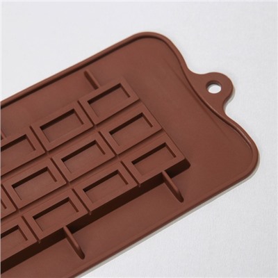 Форма для шоколада силиконовая «Шоколатье», 15 ячеек, 25×11,5×0,5 см, цвет шоколадный
