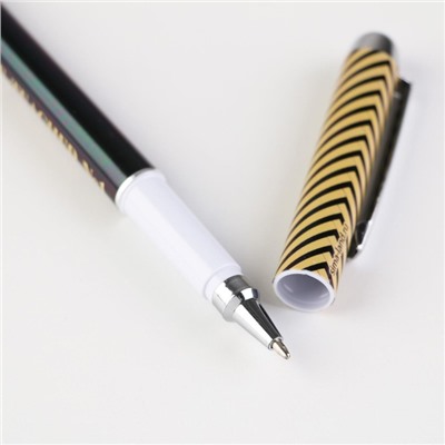 Ручка с колпачком Teacher №1, пластик, синяя паста, фурнитура серебро, 1.0 мм