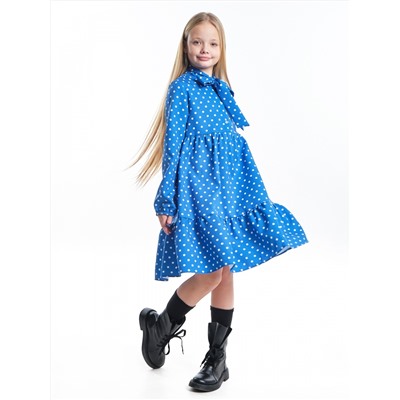Платье (128-146см) UD 7014(6)т.голуб горох