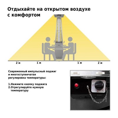 Обогреватель газовый, уличный, 81 × 45 × 219 см, тёмно-серый, Aesto A-06