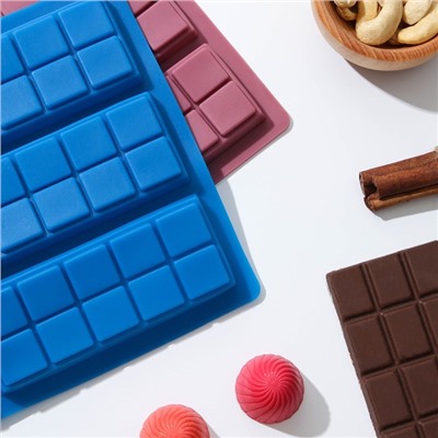 Форма для шоколада силиконовая «Плитка. Мелкие дольки», 26×17×1 см, 6 ячеек, цвет МИКС