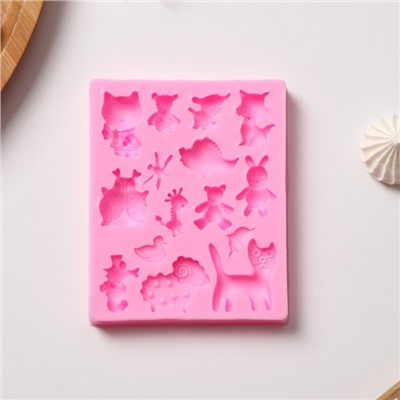Молд Доляна «Зверята», 9,5×7,5×1 см, цвет розовый