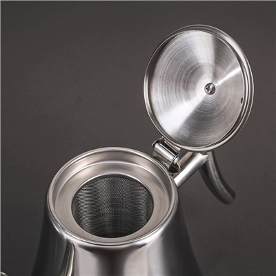 Чайник из нержавеющей стали «Жуан», 1,4 л, 23×13,5×19 см, металлическое сито, цвет хромированный