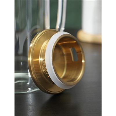 Кувшин стеклянный с металлической крышкой Magistro «Богема», 1 л, 13×9×21 см, цвет золотой