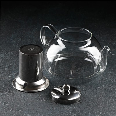 Чайник стеклянный заварочный с металлическим ситом «Жак», 1 л, 21×14×11 см
