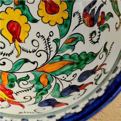 Коса Риштанская Керамика "Цветы", 18 см, большая, синяя