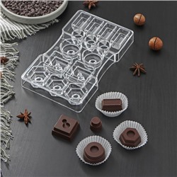 Форма для шоколада и конфет «Капри», 14 ячеек, 20×12×2,5 см, глубина 2 см
