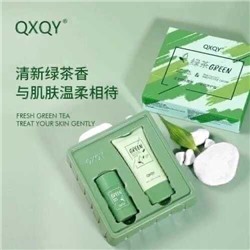 Набор уходовой косметики QXQY Cleansing mask stick& mlti-effect protective cream с экстрактом зеленого чая (глиняная маска-стик 50 g и защищающий крем с питающим защитным эффектом 50g)