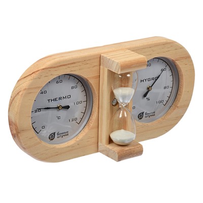 Термометр с гигрометром Банная станция с песочными часами для бани и сауны, 27х13,8х7,5 см