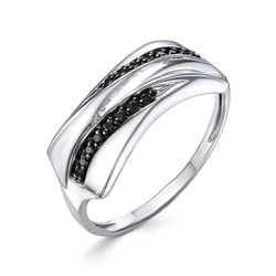 Серебряное кольцо с черными фианитами - 1356