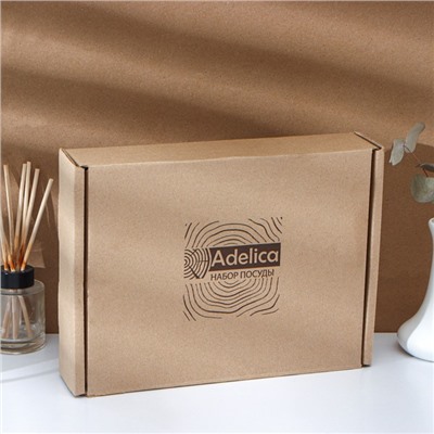 Подарочный набор посуды Adelica, доска разделочная, 2 лопатки, масло в подарок 100 мл, в подарочной коробке, 29×18×1,8 см
