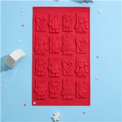 Форма для шоколада силиконовая Доляна «Рождество», 30×17 см, 16 ячеек, цвет красный