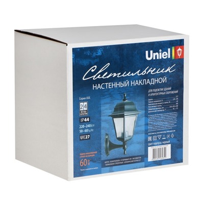 Уличный архитектурный накладной светильник Uniel UUL-A01S, 60 Вт, E27, IP44, черный