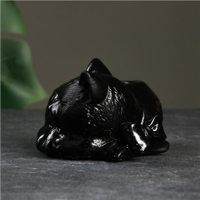 Кашпо - органайзер "Спящая кошка с бантом" черная, 6см