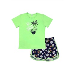 Пижама футболка+шорты Hello palm / Зеленая