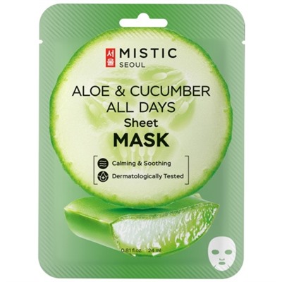 Тканевая маска для лица с экстрактами огурца и алоэ MISTIC ALOE & CUCUMBER ALL DAYS Sheet mask