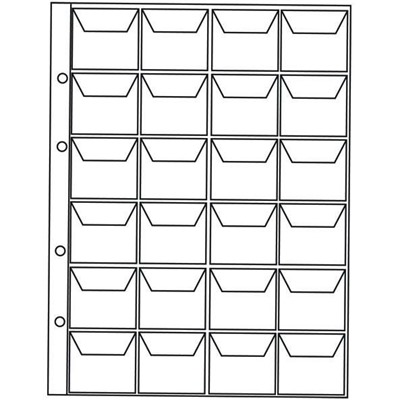 Лист для монет на 24 ячейки, формат OPTIMA (с клапанами)