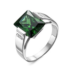 Серебряное кольцо с фианитом зеленого цвета - 1214