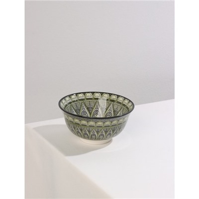 Салатник керамический Доляна «Мирсоле», 300 мл, d=12 см, цвет зелёный