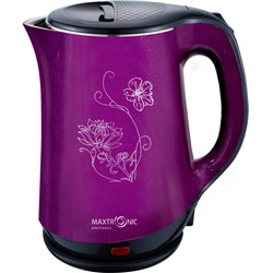 Чайник пластиковый электрический 2,3 л 1,8 кВт фиолетовый Цветы Maxtronic (1/16)