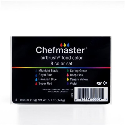 Краски сияющие набор Airbrush Chefmaster, 8 цветов по 20 гр. 3088