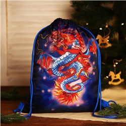 Мешок-рюкзак новогодний на шнурке, цвет синий/разноцветный