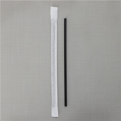 Трубочка одноразовая для коктейля, в индивидуальной упаковке, прямая, 0,5×21 см, цвет чёрный