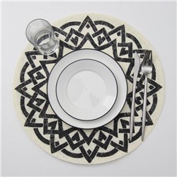 Салфетка сервировочная «Звезда», 38×38 см, цвет бело-чёрный