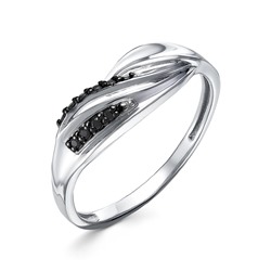 Серебряное кольцо с черными фианитами - 1326