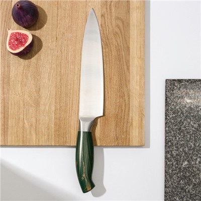 Нож кухонный Доляна Zeus, шеф, 20 см, цвет изумрудный