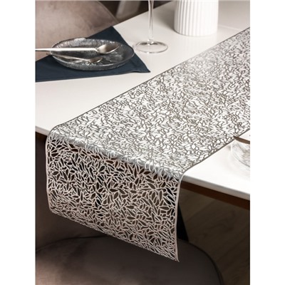 Дорожка на стол Доляна «Манифик», 30×150 см, цвет серебряный