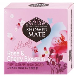 SHOWER MATE Romantic Rose & Cherry Blossom Мыло для лица и тела роза и вешневый цвет 100 г