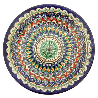 Тарелка Риштанская Керамика "Узоры",  28 см, синяя
