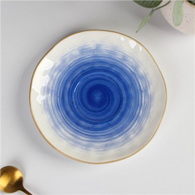 Блюдце керамическое Доляна «Космос», d=16 см, цвет синий