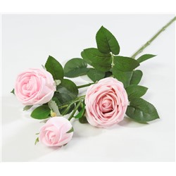 Ветка розы 3 цветка с латексным покрытием светло-розовая