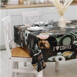 Клеёнка столовая на тканевой основе Доляна «Я люблю кофе», рулон 20 метров, ширина 137 см