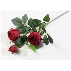 Ветка розы 3 цветка с латексным покрытием красная