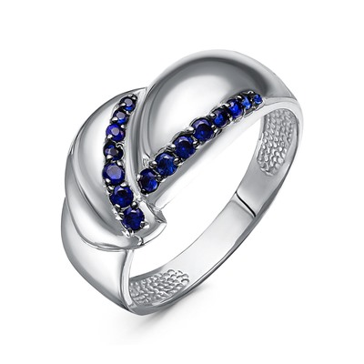 Серебряное кольцо с фианитами синего цвета - 1397
