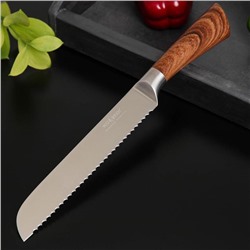 Нож кухонный Доляна Forest, хлебный, лезвие 20 см