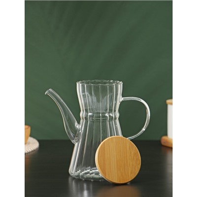 Чайник стеклянный заварочный с бамбуковой крышкой «Эко. Восток», 800 мл, 18×11,5×17 см