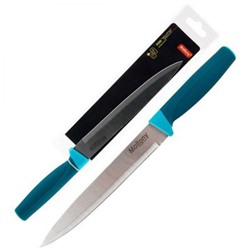Нож нерж сталь лезвие 19 см 1,5 мм разделочный пласт ручка блистер Velutto Mallony (1/48)