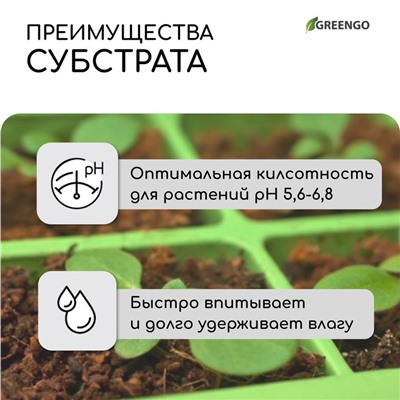 Субстрат кокосовый в брикете, 65 л, 30% чипсы и 70% торф, Greengo