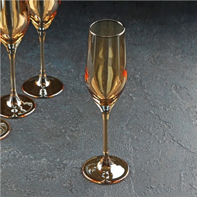 Набор бокалов для шампанского «Золотой мёд», 160 мл, 4 шт