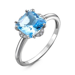Серебряное кольцо с голубым фианитом - 1182