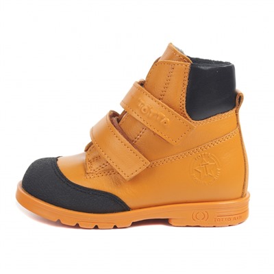 126/1-БП-05 (оранжевый/черный) Ботинки ТОТТА оптом, нат. кожа, байка, размеры 23-26