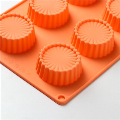 Форма силиконовая для выпечки Доляна «Конди», 8 ячеек, 28×16×1,5 см, цвет оранжевый