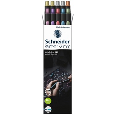 Набор капиллярных ручек 10 цветов, 1-2 мм, Schneider Paint-It 020, металлизированные